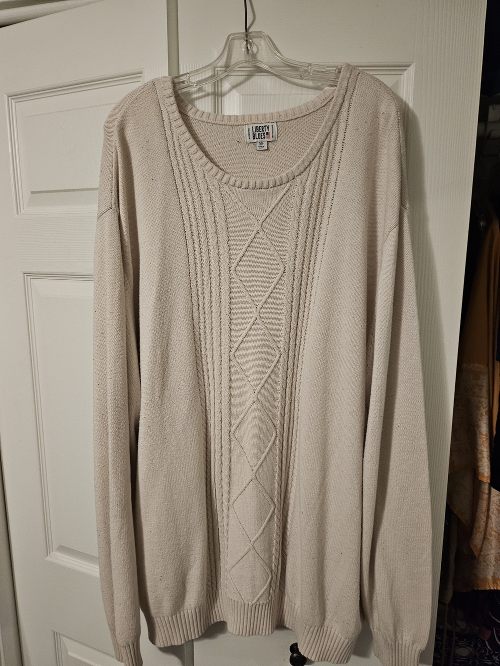 Liberty Blues Cream Cable Front Scoop Neck Sweater